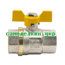 Кран шаровой газовый KARRO Standart + PN40 1"ВВ (бабочка)  (8060)