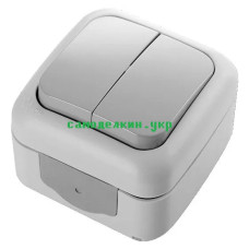 Выключатель VIKO Palmiye двухклавишный наружный серый  (4026)